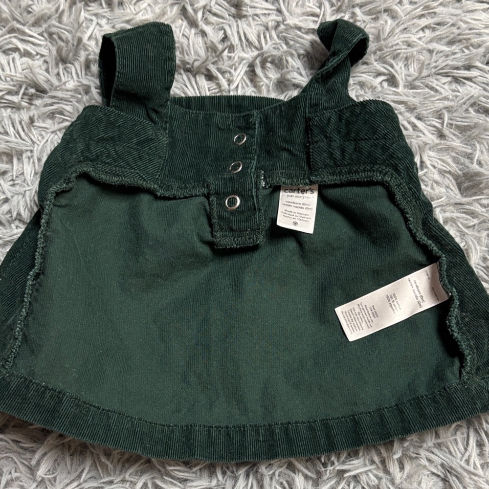 Dark Green Corduroy Pinafore Dress with Floral Onesie - Picture 12 of 16